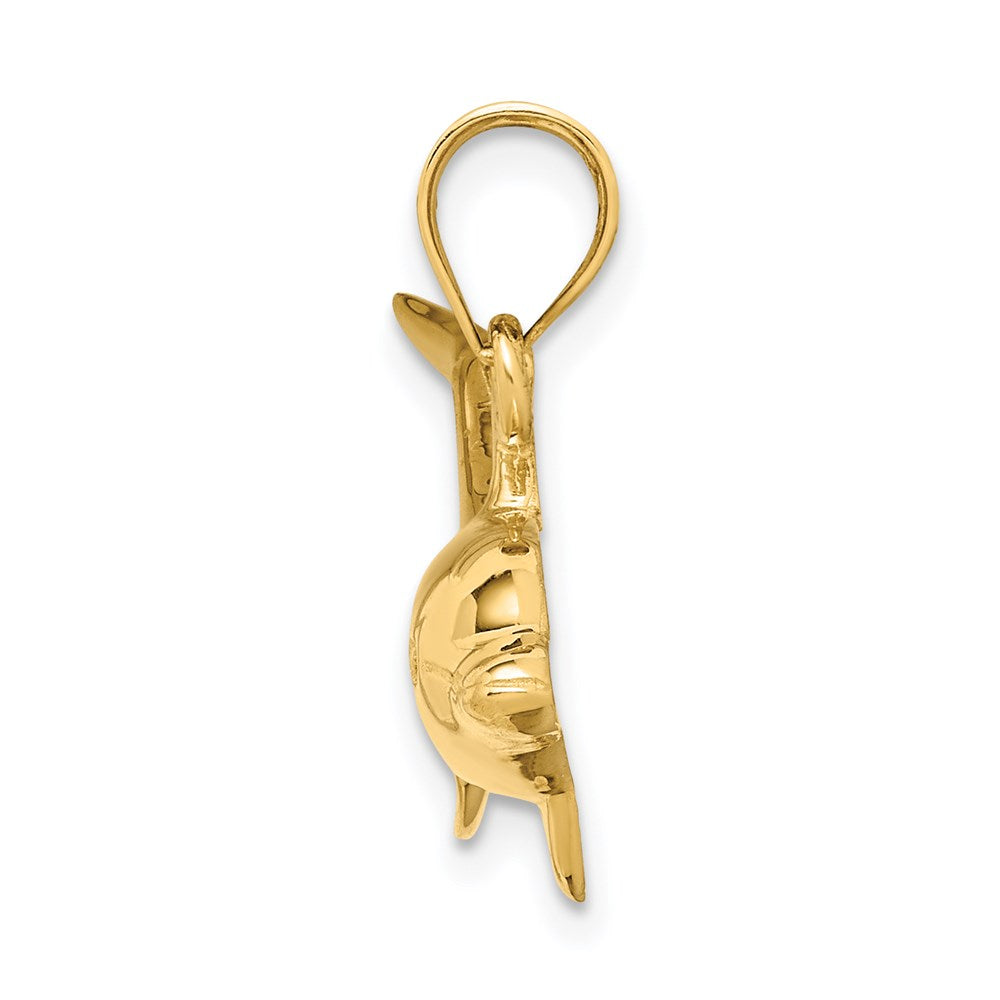 Million Charms 14K Yellow Gold Themed Dolphin Pendant