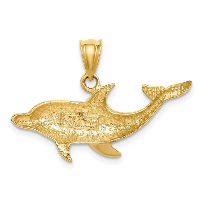 Million Charms 14K Yellow Gold Themed Dolphin Pendant