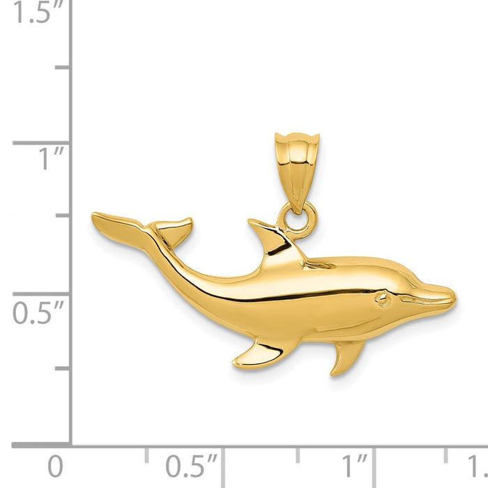 Million Charms 14K Yellow Gold Themed Dolphin Pendant