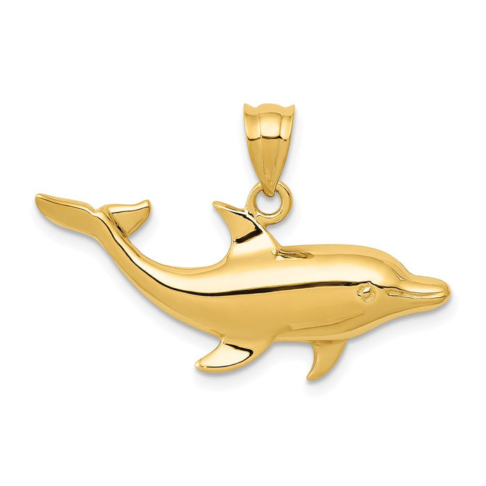 Million Charms 14K Yellow Gold Themed Dolphin Pendant