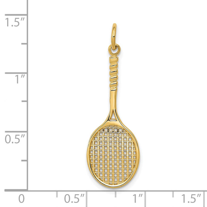 Million Charms 14K Yellow Gold Themed Sports Tennis Racquet Charm