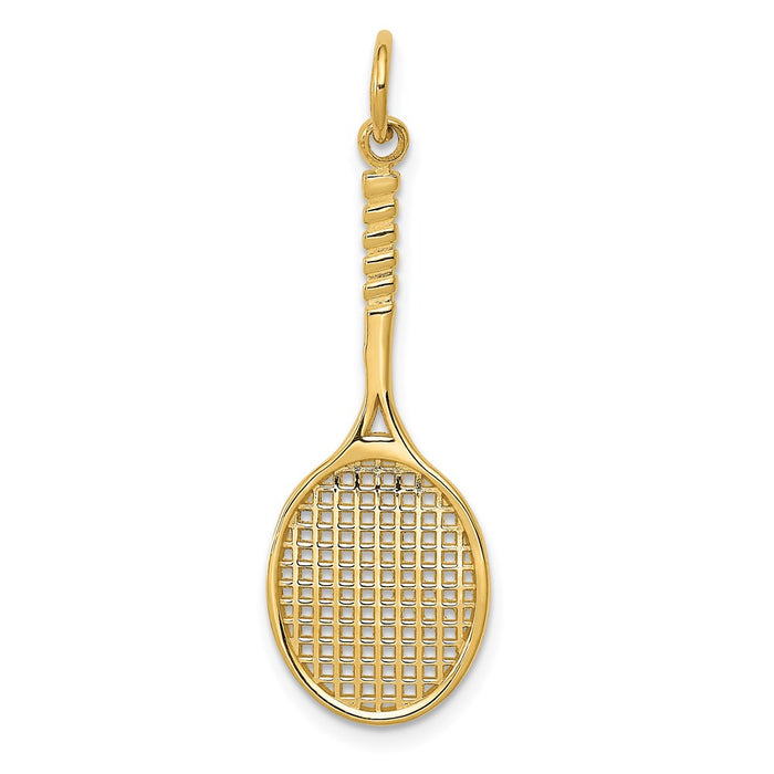 Million Charms 14K Yellow Gold Themed Sports Tennis Racquet Charm