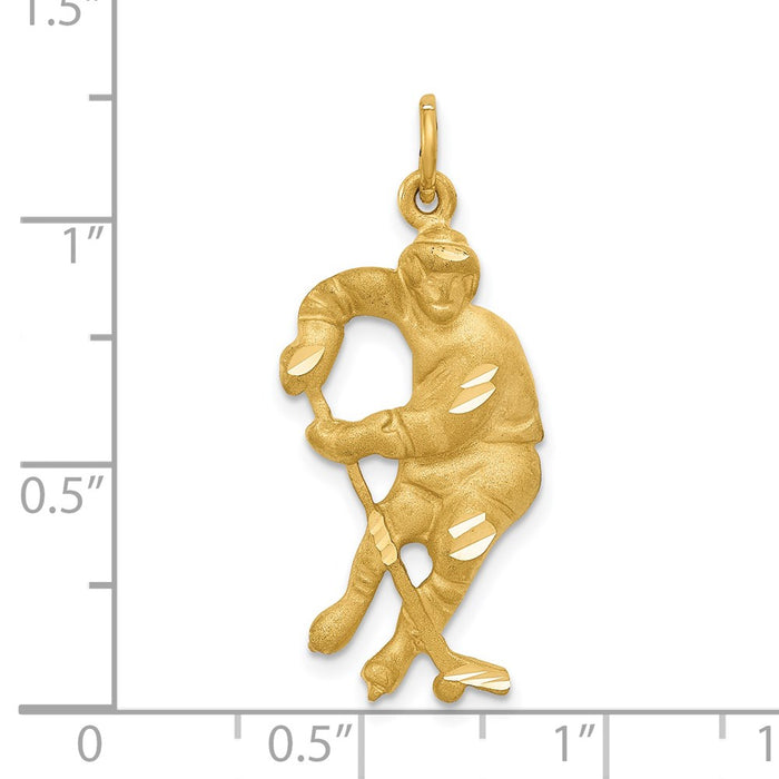Million Charms 14K Yellow Gold Themed Sports Hockey Player Charm