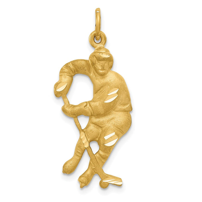Million Charms 14K Yellow Gold Themed Sports Hockey Player Charm