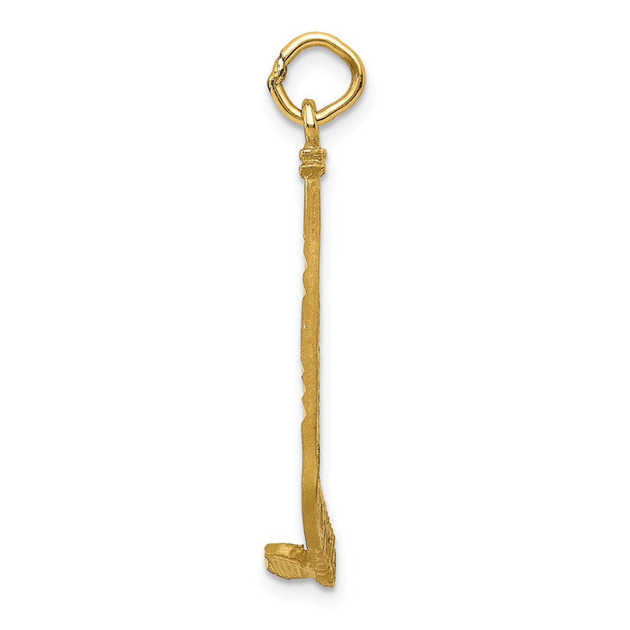 Million Charms 14K Yellow Gold Themed Sports Hockey Stick Charm