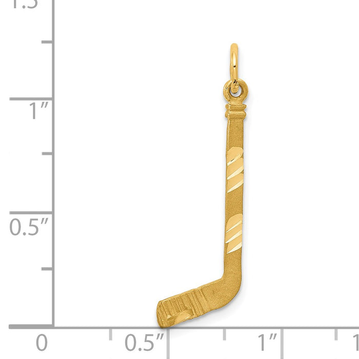 Million Charms 14K Yellow Gold Themed Sports Hockey Stick Charm