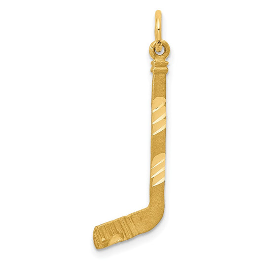Million Charms 14K Yellow Gold Themed Sports Hockey Stick Charm