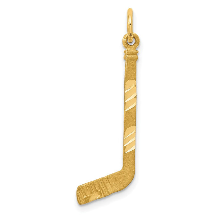Million Charms 14K Yellow Gold Themed Sports Hockey Stick Charm