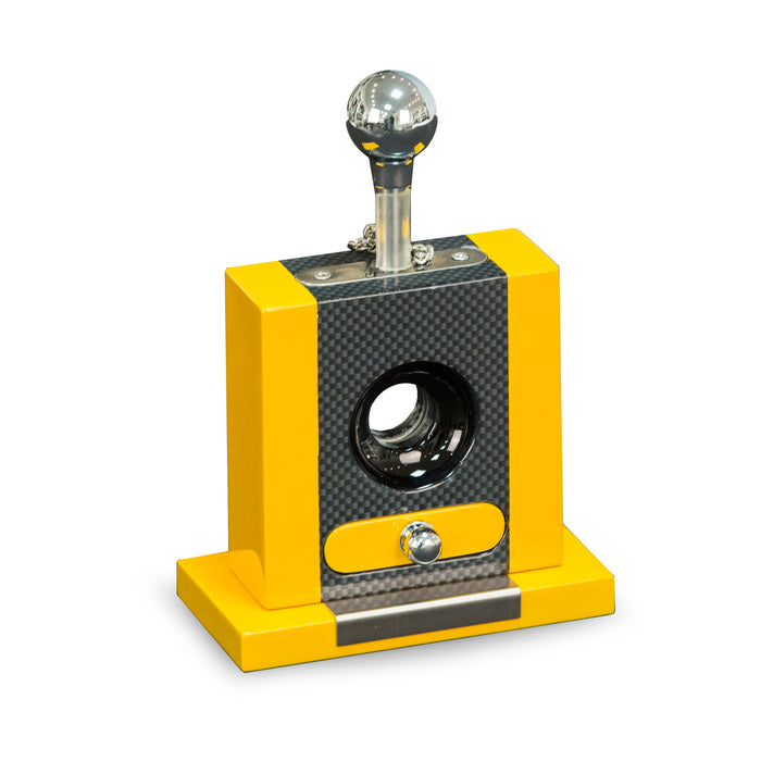 Occasion Gallery Yellow Color Table Top Cigar Cutter with Drawer Yellow & "Carbon Fiber" Color 5 L x 2.5 W x 7 H in.