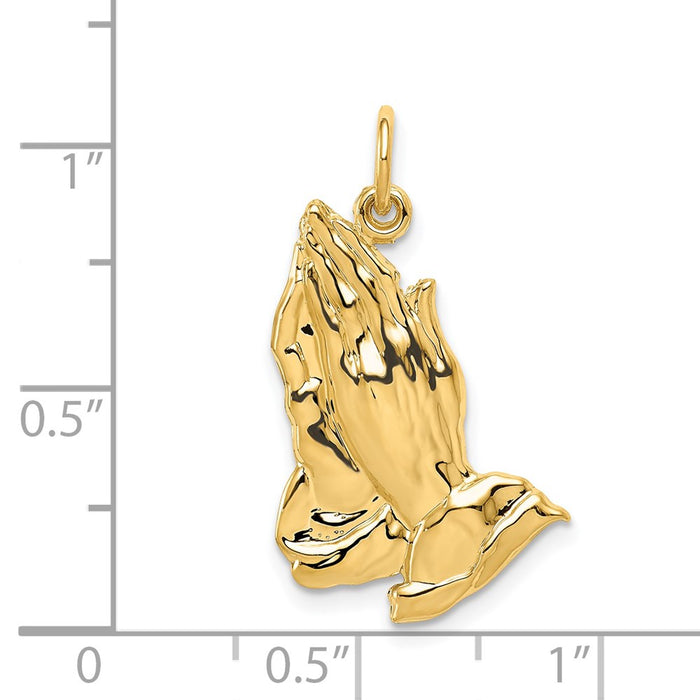 Million Charms 14K Yellow Gold Themed Praying Hands Pendant
