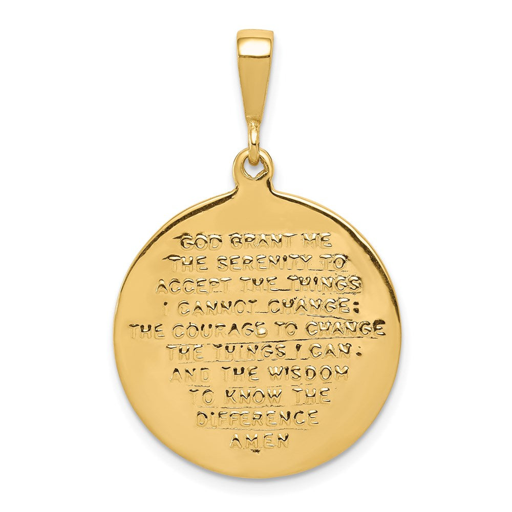 Million Charms 14K Yellow Gold Themed Praying Hands & Serenity Prayer Pendant