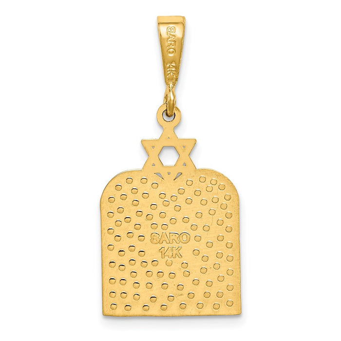 Million Charms 14K Yellow Gold Themed Polished Ten Commandment Tablets With Religious Jewish Star Of David Charm