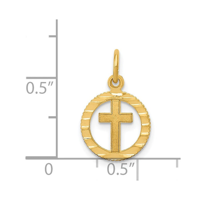 Million Charms 14K Yellow Gold Themed Eternal Life Relgious Cross Charm