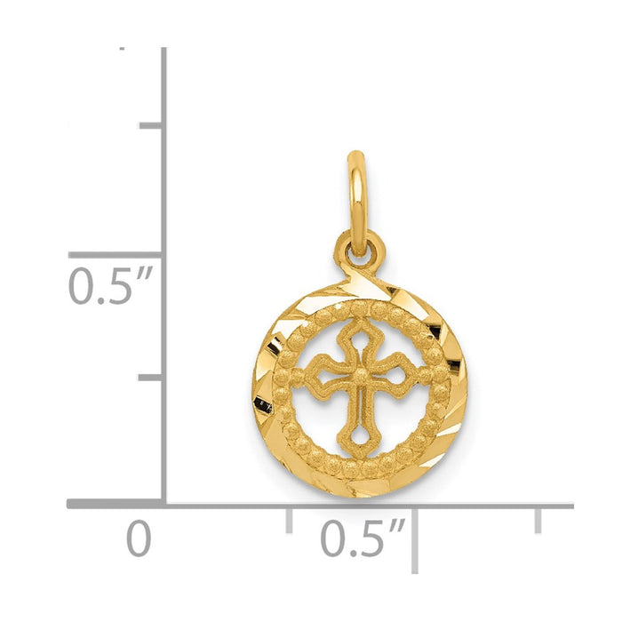 Million Charms 14K Yellow Gold Themed Eternal Life Relgious Cross Charm