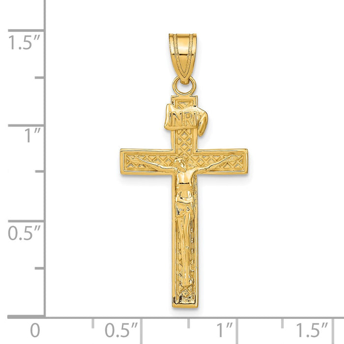 Million Charms 14K Yellow Gold Themed Inri Relgious Crucifix Pendant