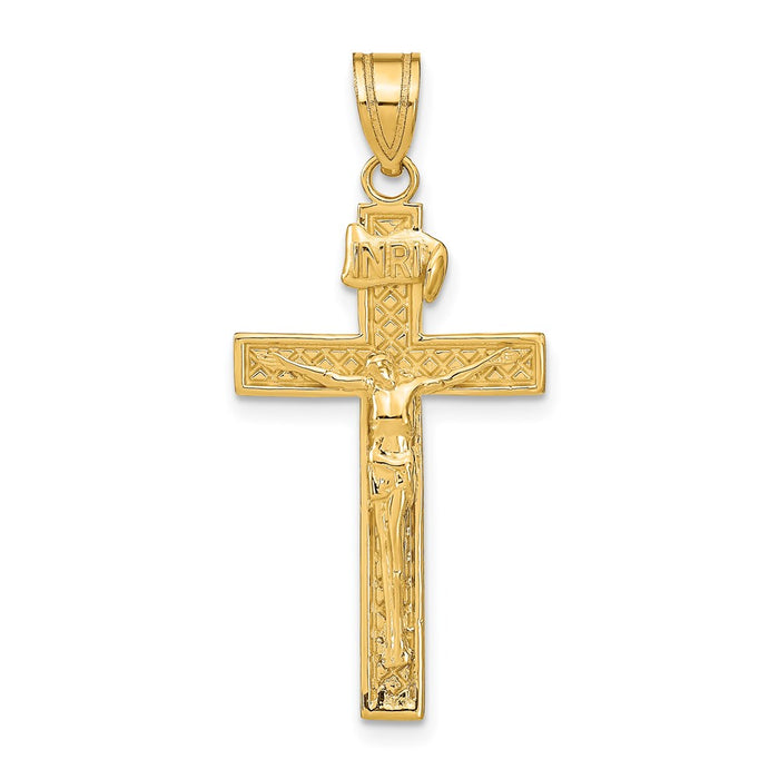 Million Charms 14K Yellow Gold Themed Inri Relgious Crucifix Pendant