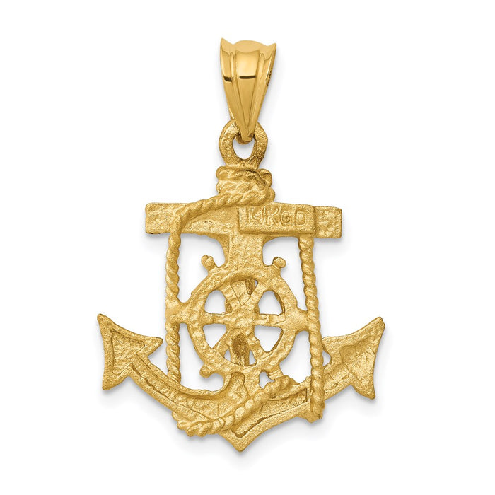 Million Charms 14K Yellow Gold Themed Mariners Relgious Cross Pendant