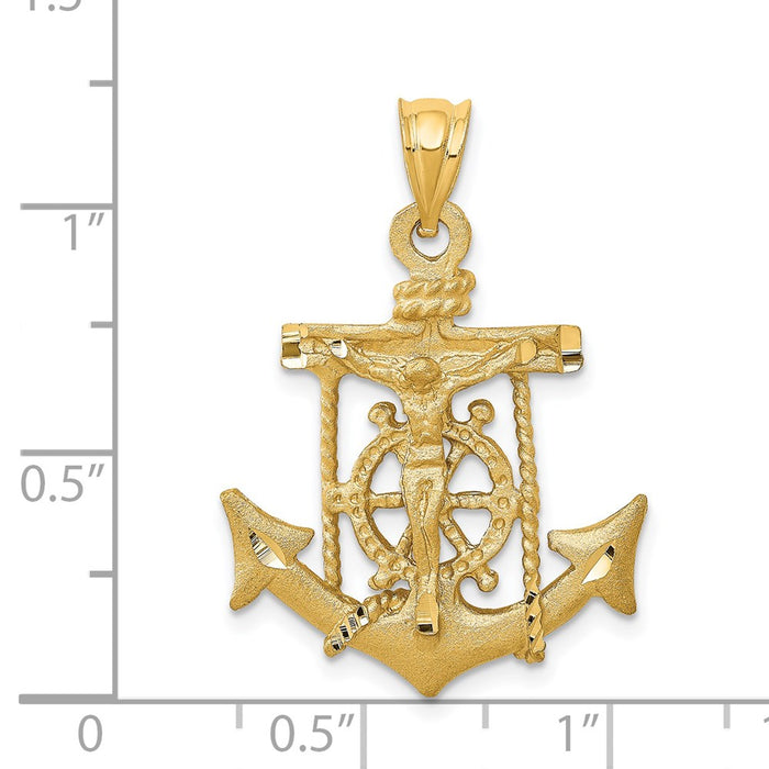 Million Charms 14K Yellow Gold Themed Mariners Relgious Cross Pendant