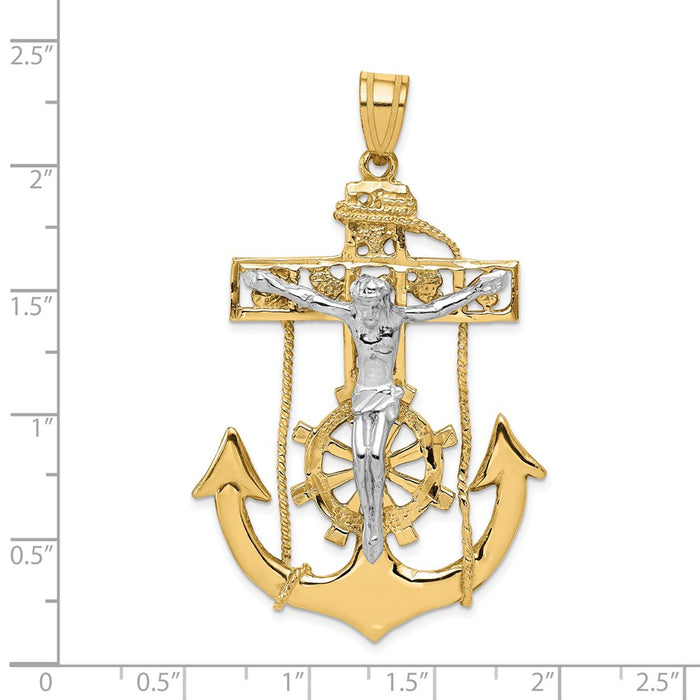 Million Charms 14K Two-Tone Mariner'S Relgious Crucifix Pendant