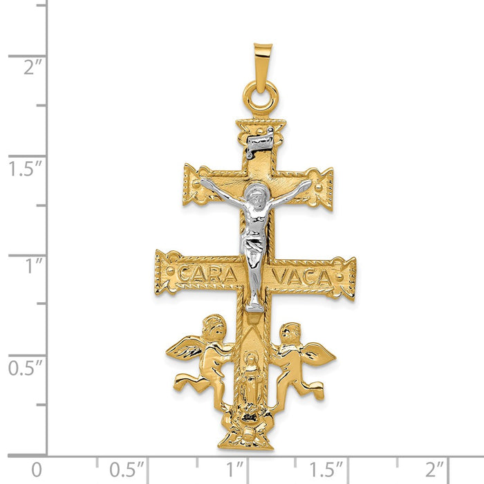 Million Charms 14K Two-Tone Cara Vaca Relgious Crucifix Pendant