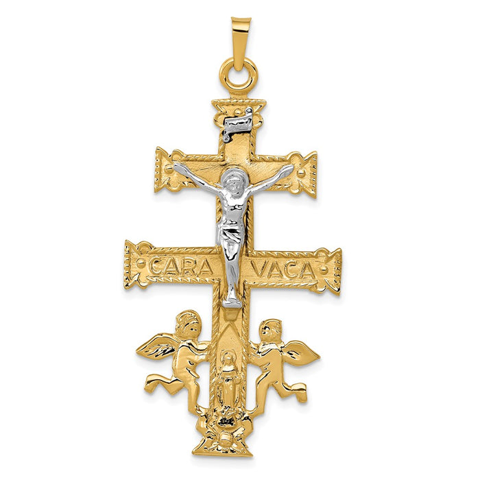 Million Charms 14K Two-Tone Cara Vaca Relgious Crucifix Pendant