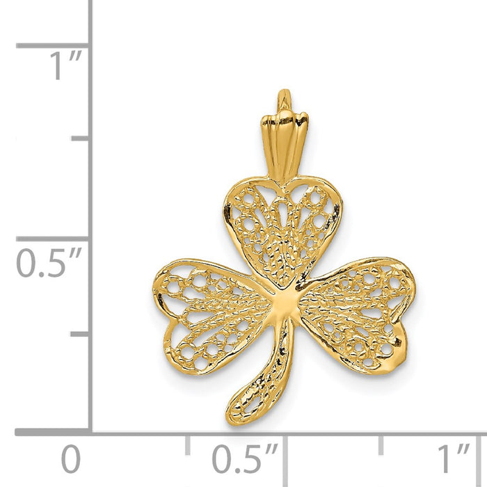 Million Charms 14K Yellow Gold Themed Filigree Shamrock Charm