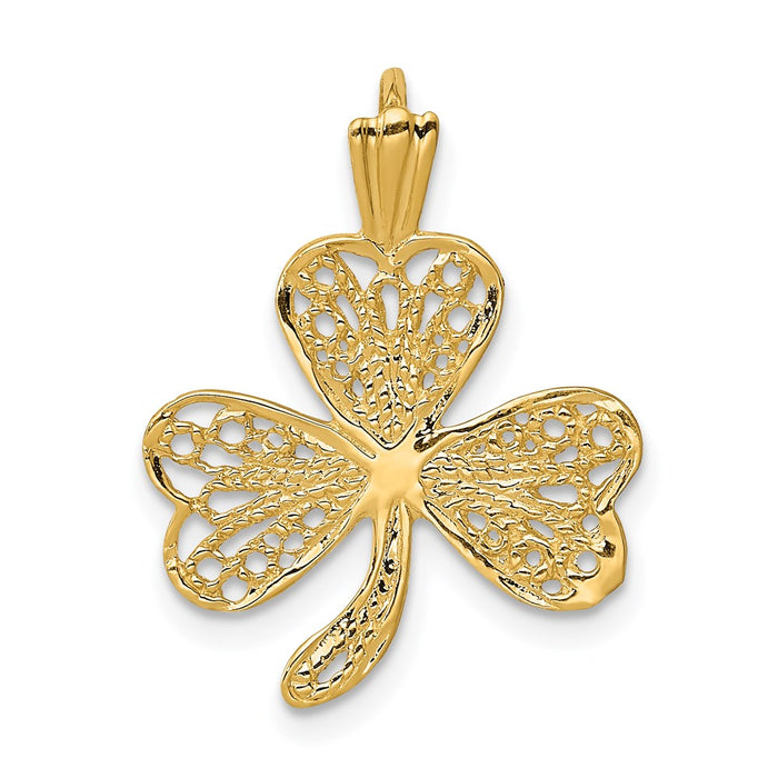 Million Charms 14K Yellow Gold Themed Filigree Shamrock Charm