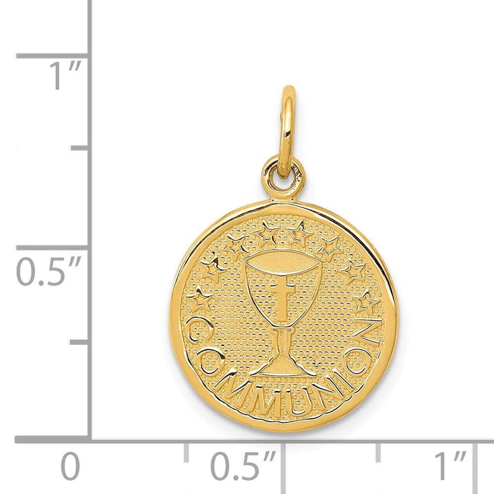 Million Charms 14K Yellow Gold Themed Satin & Polished Communion Charm