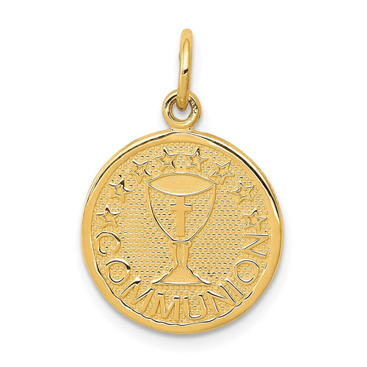 Million Charms 14K Yellow Gold Themed Satin & Polished Communion Charm