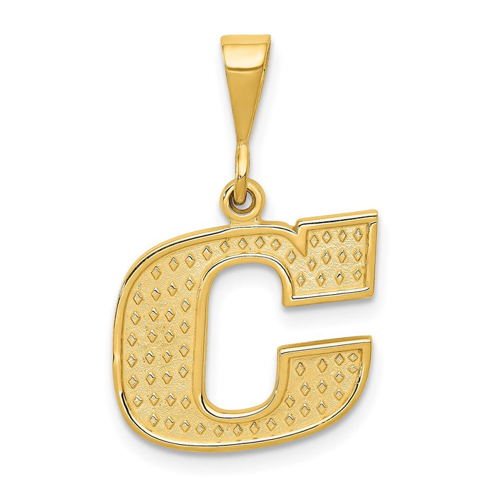 Million Charms 14K Yellow Gold Themed Alphabet Letter Initial C Charm