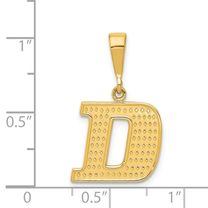 Million Charms 14K Yellow Gold Themed Alphabet Letter Initial D Charm