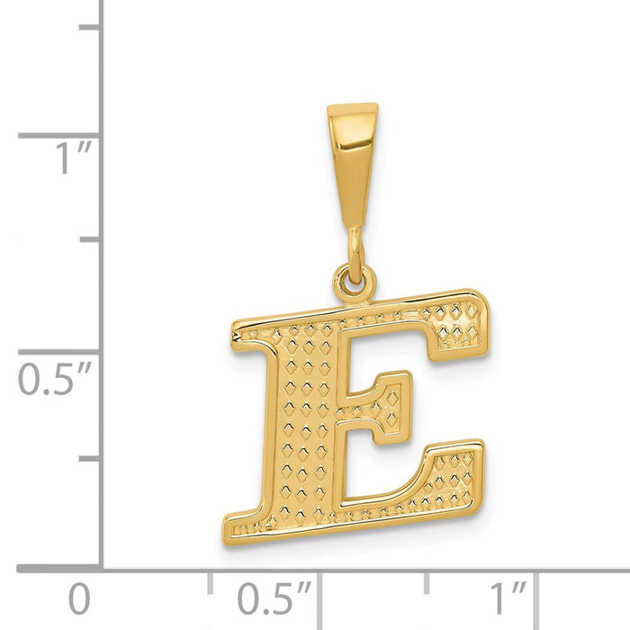 Million Charms 14K Yellow Gold Themed Alphabet Letter Initial E Charm