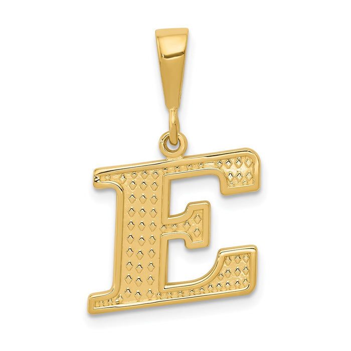 Million Charms 14K Yellow Gold Themed Alphabet Letter Initial E Charm