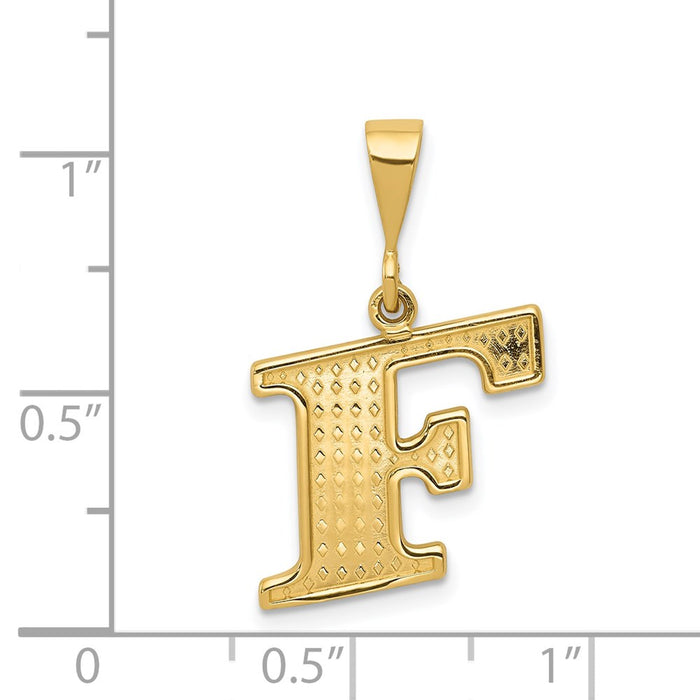 Million Charms 14K Yellow Gold Themed Alphabet Letter Initial F Charm