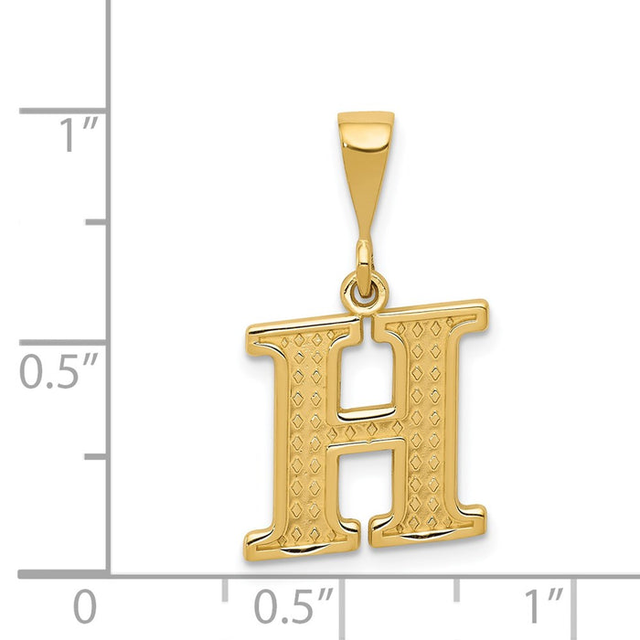 Million Charms 14K Yellow Gold Themed Alphabet Letter Initial H Charm