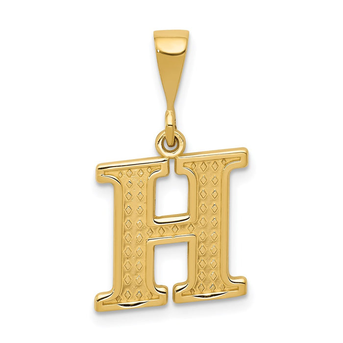 Million Charms 14K Yellow Gold Themed Alphabet Letter Initial H Charm