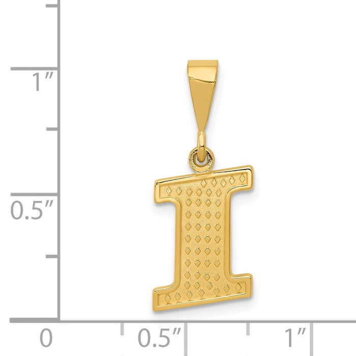 Million Charms 14K Yellow Gold Themed Alphabet Letter Initial I Charm