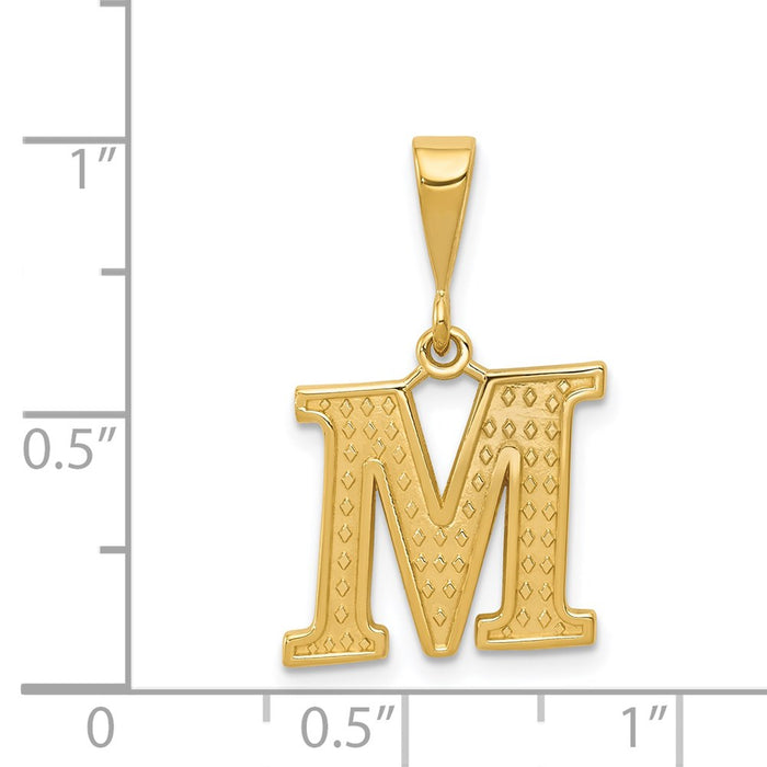 Million Charms 14K Yellow Gold Themed Alphabet Letter Initial M Charm