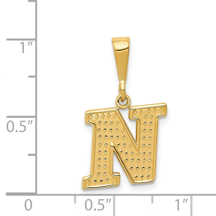 Million Charms 14K Yellow Gold Themed Alphabet Letter Initial N Charm