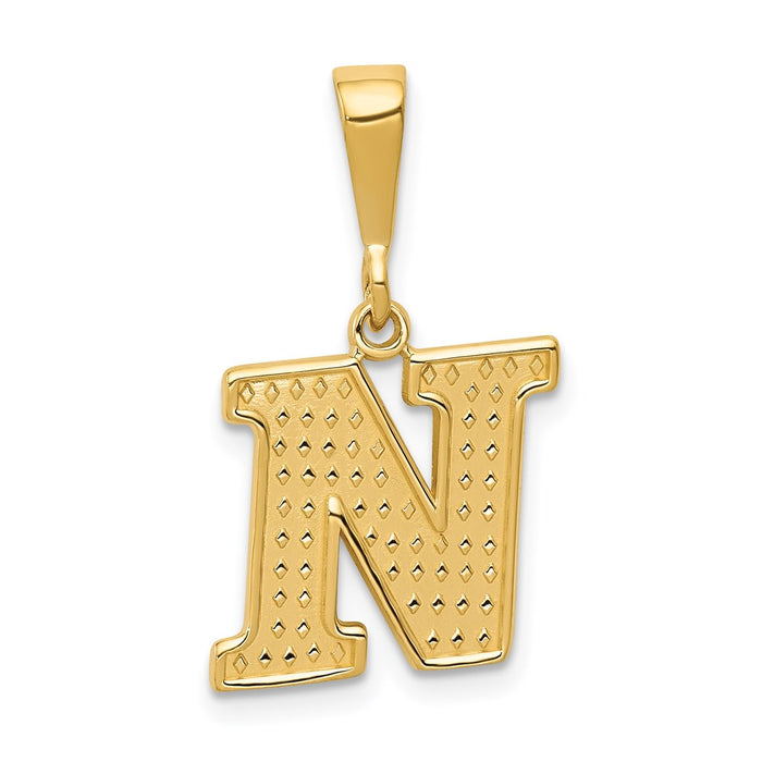 Million Charms 14K Yellow Gold Themed Alphabet Letter Initial N Charm