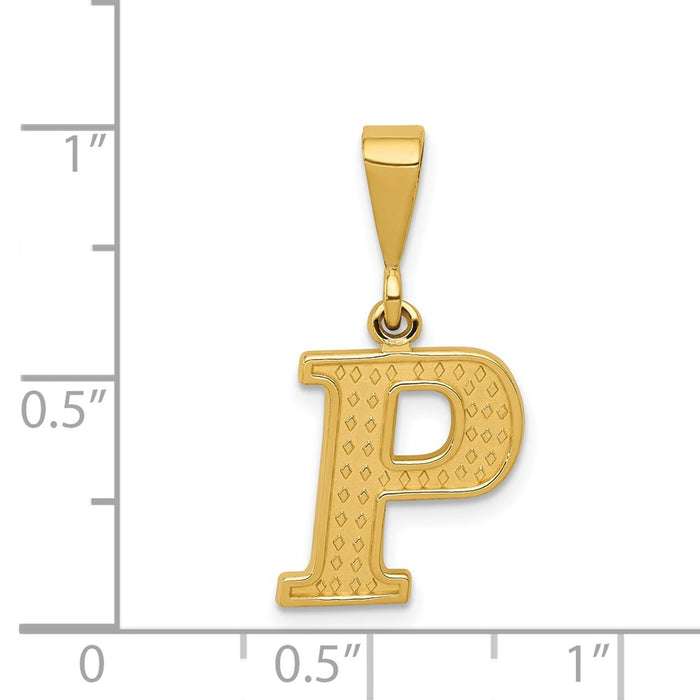 Million Charms 14K Yellow Gold Themed Alphabet Letter Initial P Charm