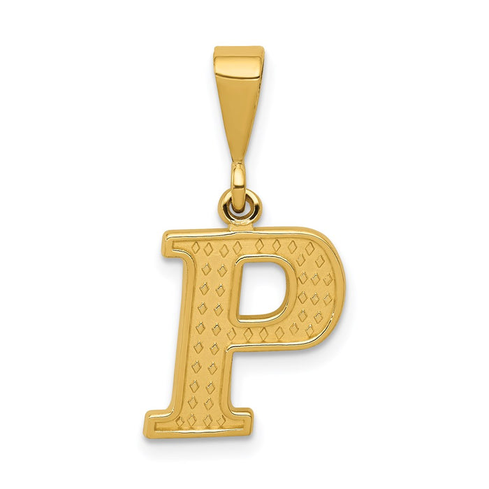 Million Charms 14K Yellow Gold Themed Alphabet Letter Initial P Charm