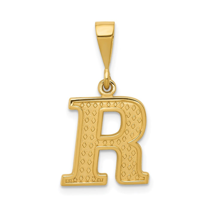 Million Charms 14K Yellow Gold Themed Alphabet Letter Initial R Charm