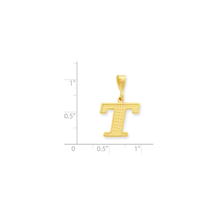 Million Charms 14K Yellow Gold Themed Alphabet Letter Initial T Charm