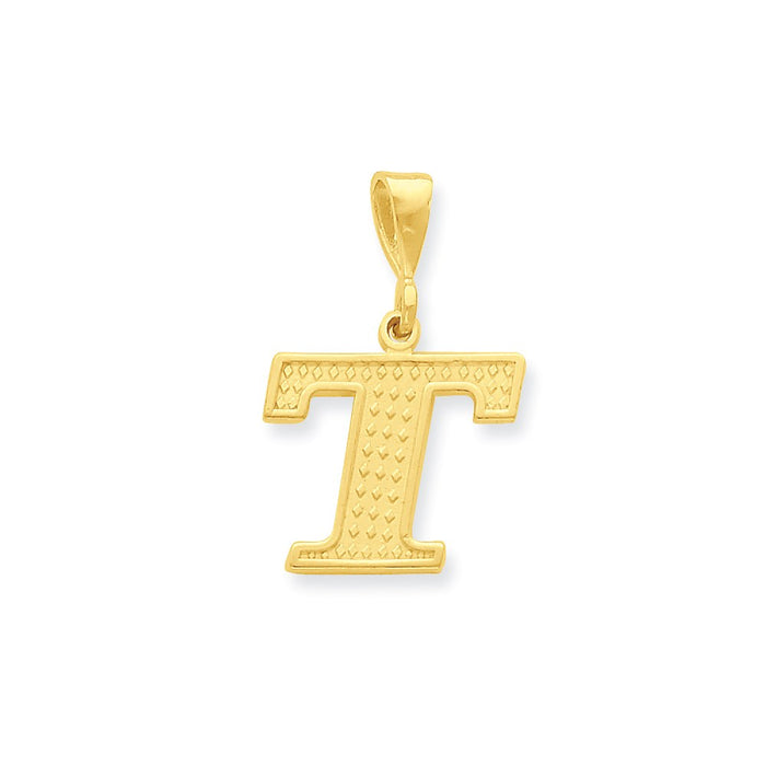 Million Charms 14K Yellow Gold Themed Alphabet Letter Initial T Charm