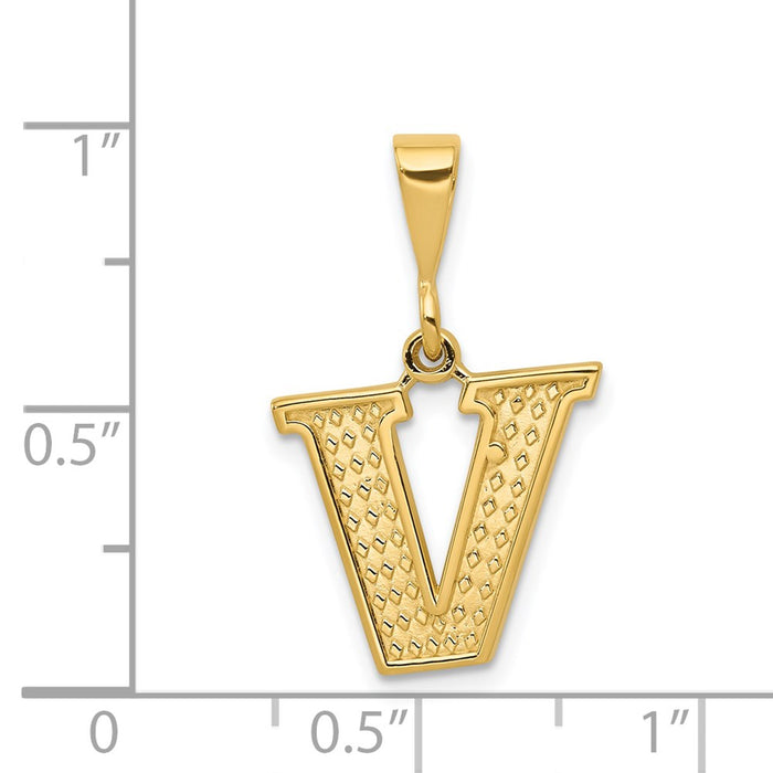 Million Charms 14K Yellow Gold Themed Alphabet Letter Initial V Charm