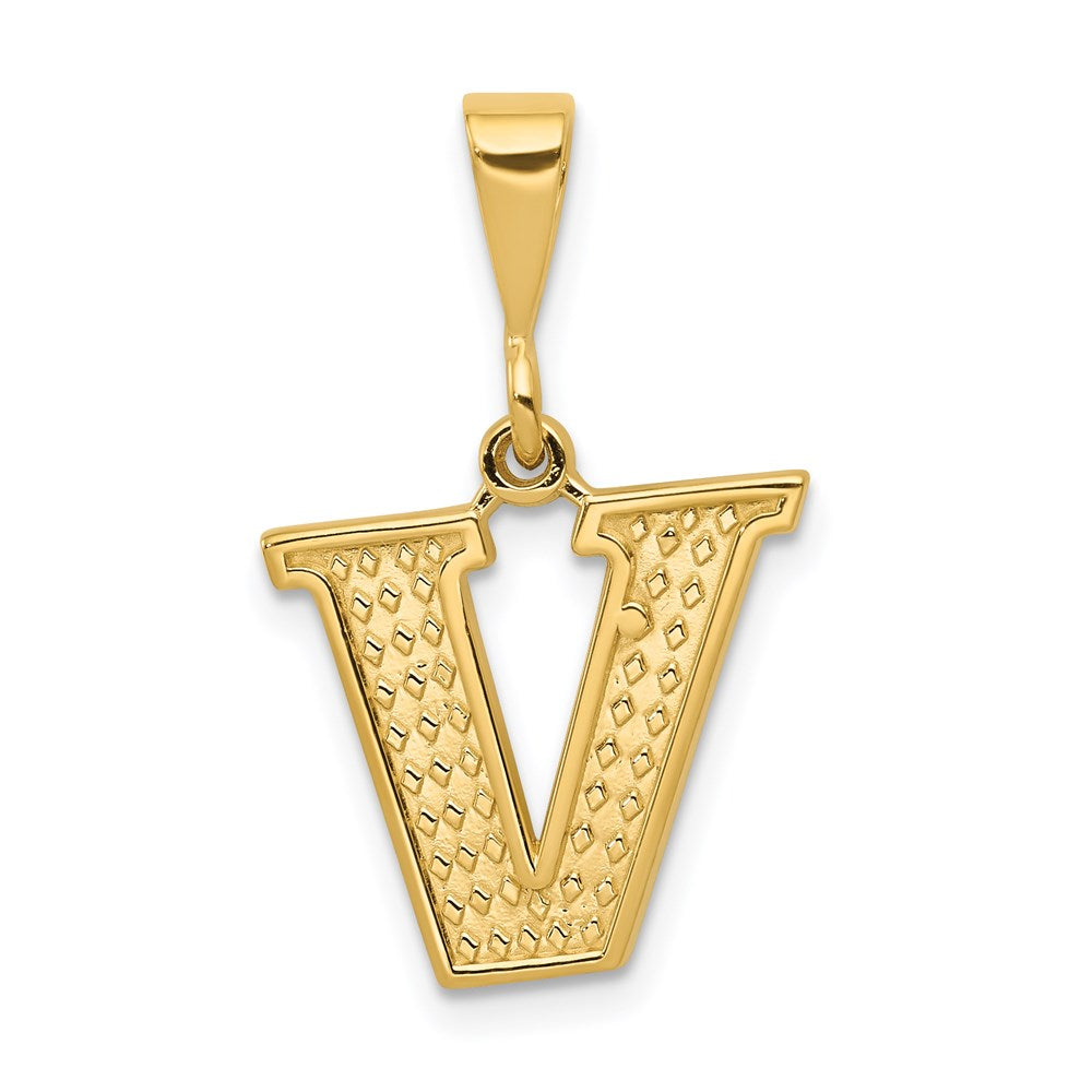Million Charms 14K Yellow Gold Themed Alphabet Letter Initial V Charm