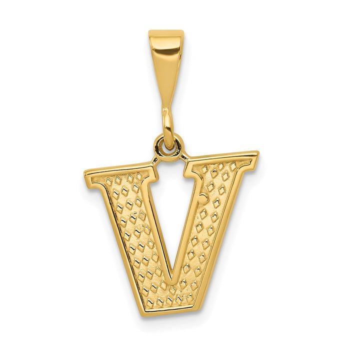 Million Charms 14K Yellow Gold Themed Alphabet Letter Initial V Charm