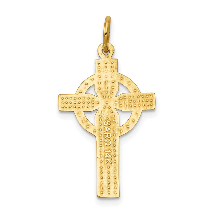 Million Charms 14K Yellow Gold Themed Celtic Relgious Cross Pendant