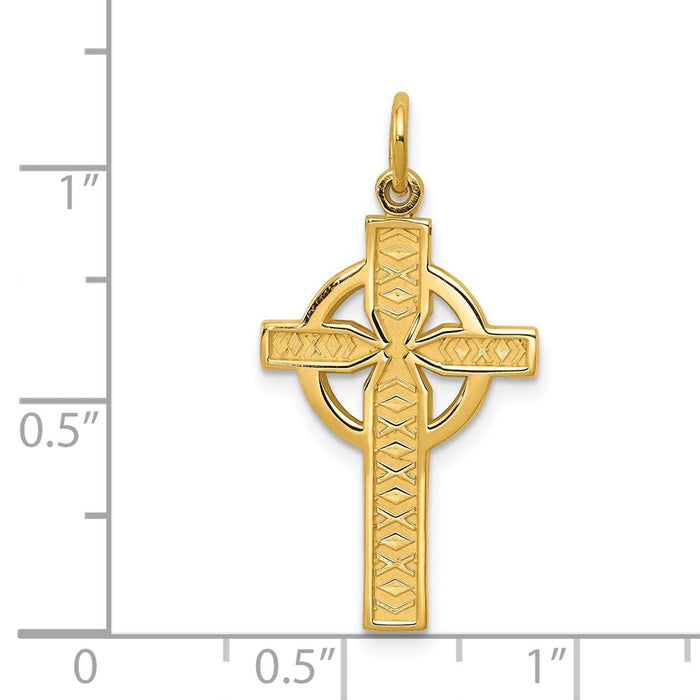 Million Charms 14K Yellow Gold Themed Celtic Relgious Cross Pendant